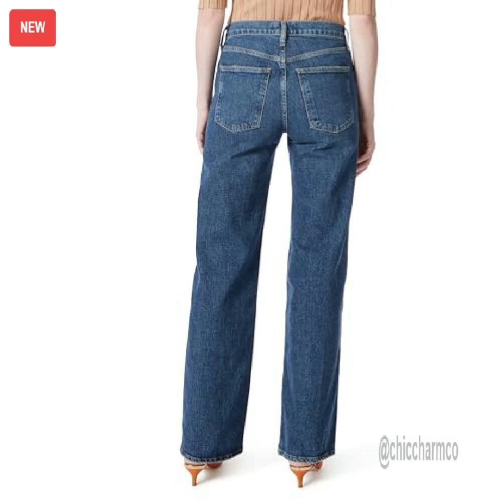 High Rise Wide Leg Jeans with 5 Pockets - Straight Fit Denim - Picture 4 of 5